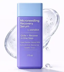 Microneedling Serum for Dermarollers & Microneedling Devices – Glide + Recovery in One Step – Copper Peptide, Matrixyl 3000, Multi-Weight Hyaluronic Acid, Niacinamide, Centella & Arnica – 1 fl oz