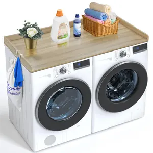 VEVOR Washer Dryer Countertop, 54" x 27" Wooden Washer and Dryer Countertop, Water-Resistant Laundry Machine Topper Cover with Anti-Slip Pads, for Laundry Room Organization and Storage, Oak