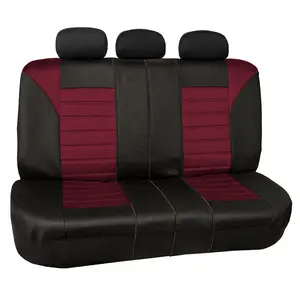 Premium 3D Air Mesh Car Seat Covers - Rear Burgundy, Stretch Fabric, Adjustable, Car Seat Protectors, Fits Splits, Hook Loops, Removable