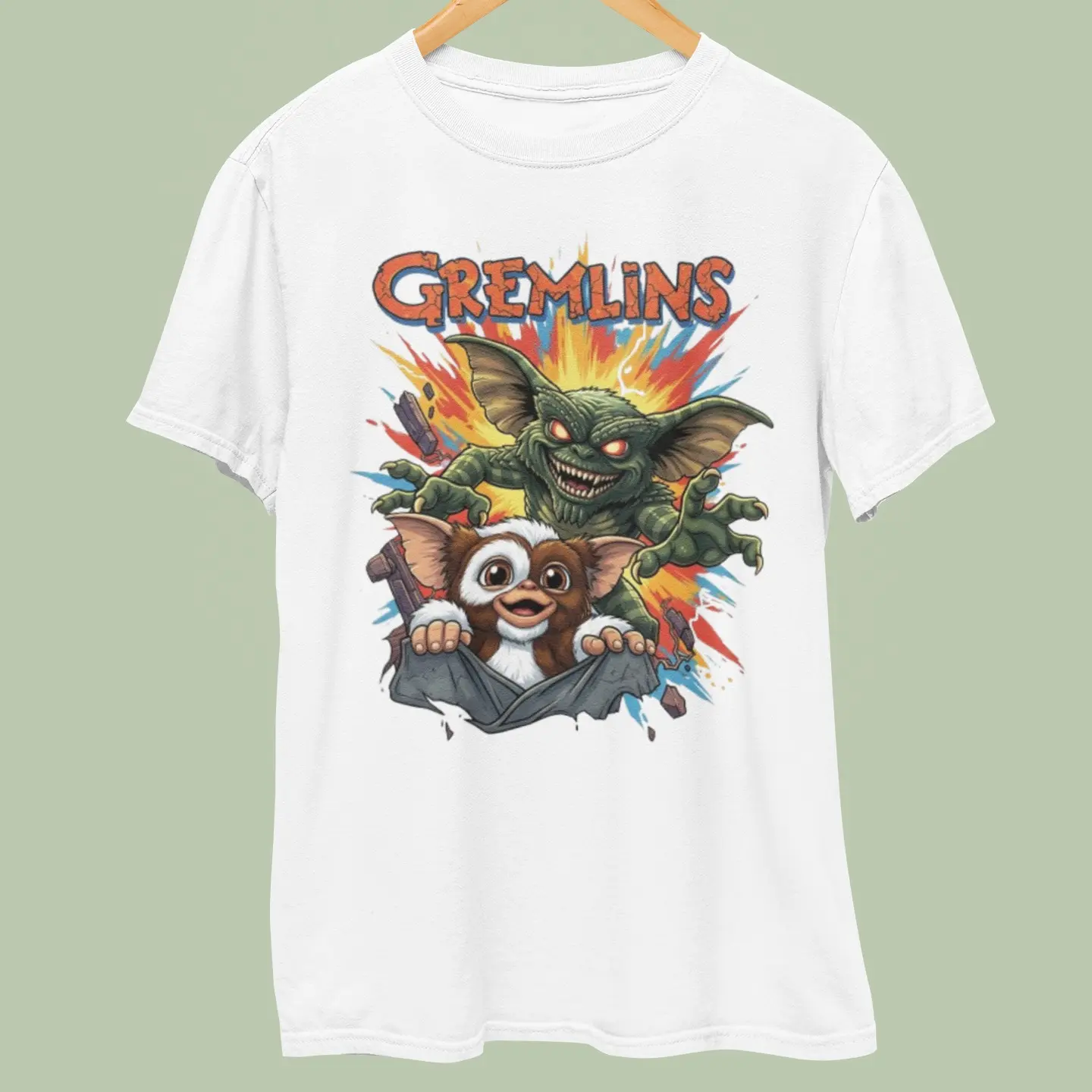 Gildan Men's Gremlins Graphic Tshirt, Stylish Shortsleeve Round Neck Casual Menswear with an Iconic Movie Design for Fans, T-Shirt, Classic, Cotton, Top, Soft Cotton For Relaxed Wear