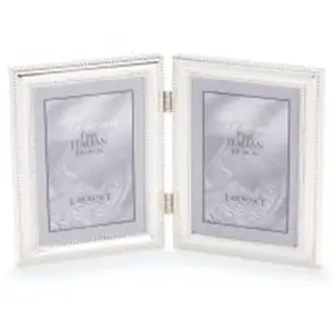 Lawrence Frames  Beaded Silver Plated Double Picture Frame - 4 x 5 in.