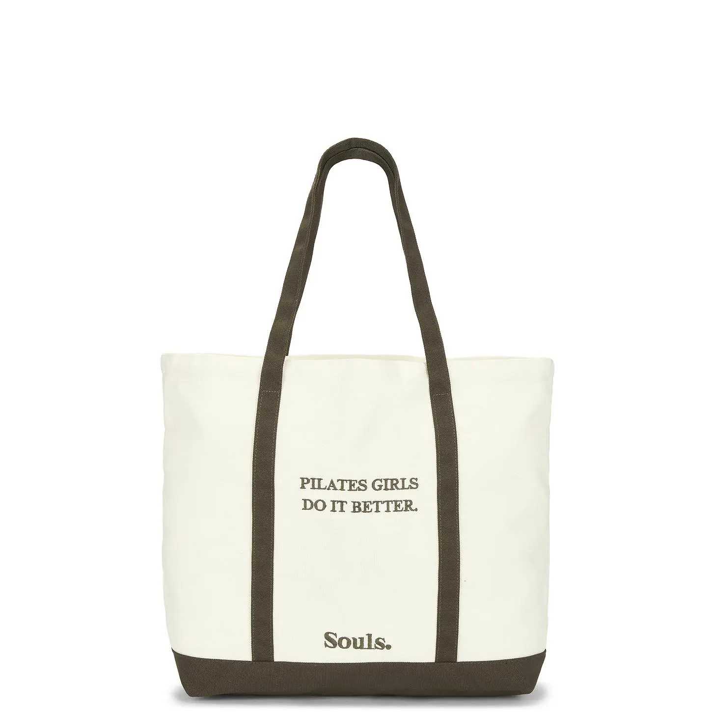 Souls. Pilates Girls Do It Better Tote in Canvas & Brown