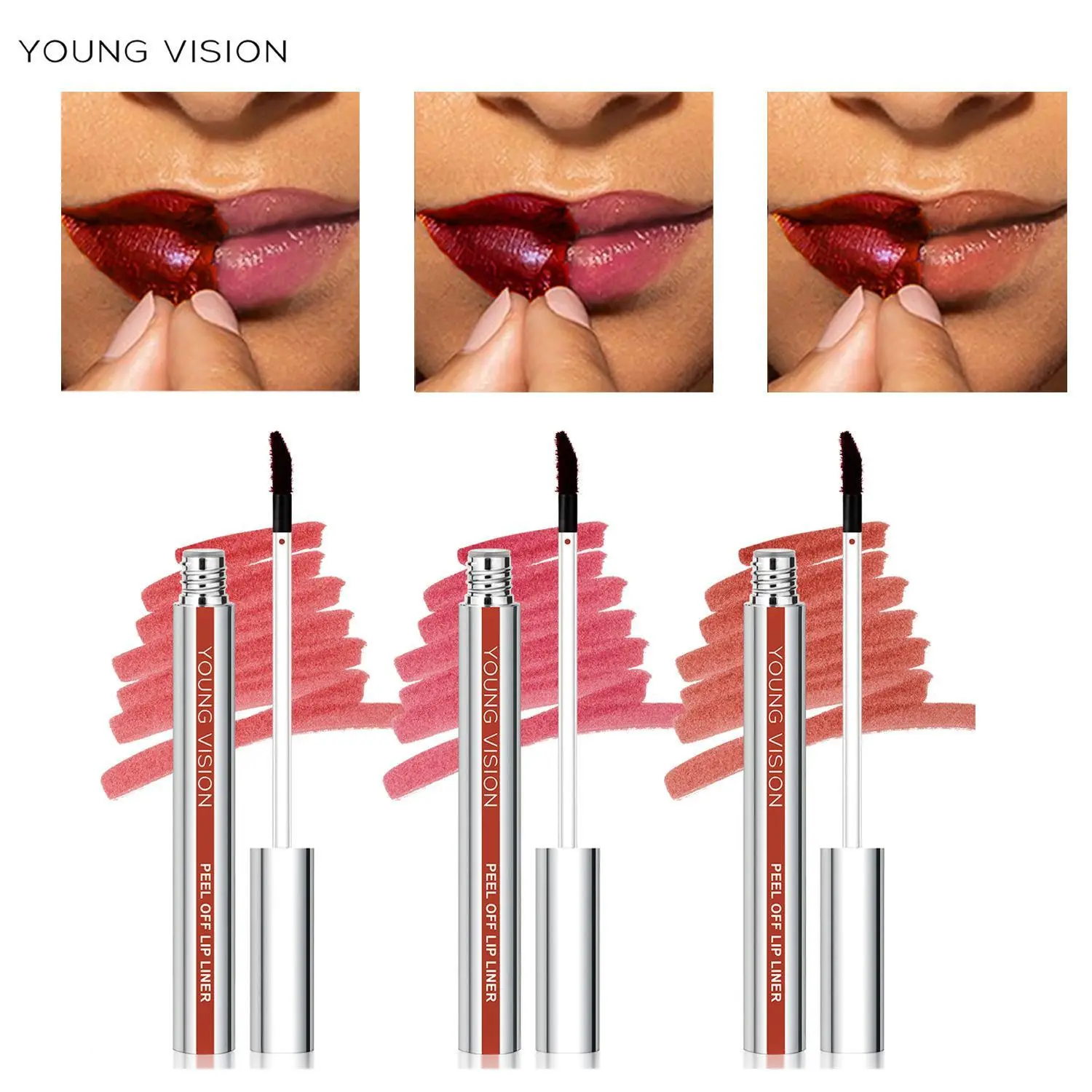 3-Pack Peel-Off Tattoo Lip Gloss, Long-Lasting Waterproof Glossy Lip Stain, Moisturizing, Hydrating & Non-Sticky Lip Tint, Lip Care