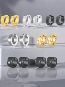 Stainless Steel Hoop Earrings, Fashionable Statement Earrings for Men & Women, Trendy All-match & Exquisite Jewelry for Birthday Gift