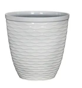 Caden White Recycled Resin Planter, 15.9in x 15.9in x 16in, Versatile Design for Indoor/Outdoor Use