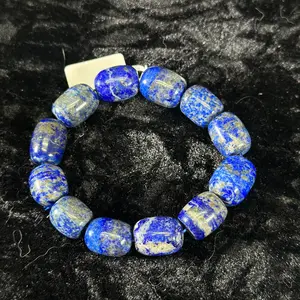 Blue Lapis Lazuli Bead Bracelet - Elegant Design with Unique Bead Patterns