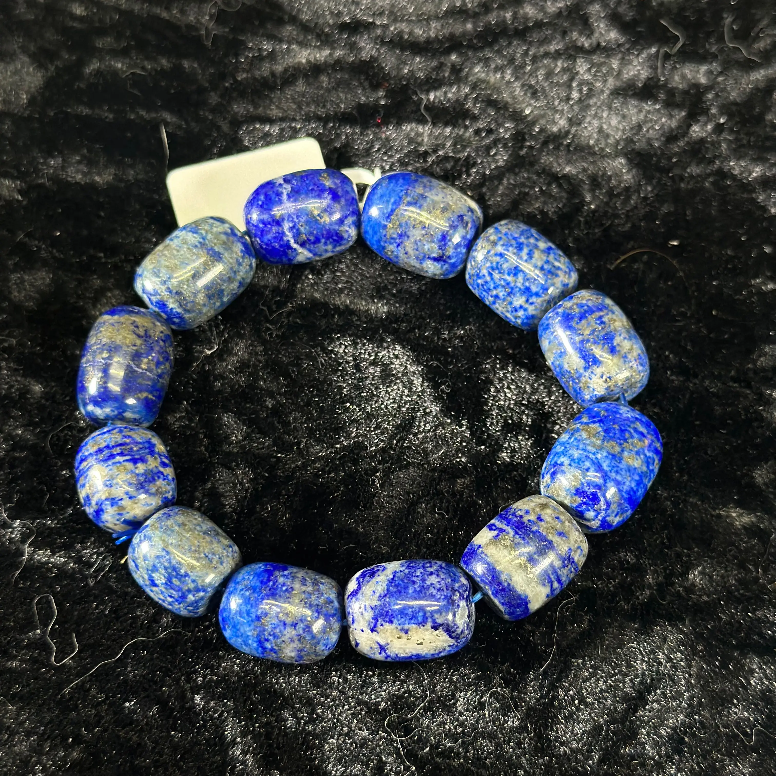 Blue Lapis Lazuli Bead Bracelet - Elegant Design with Unique Bead Patterns