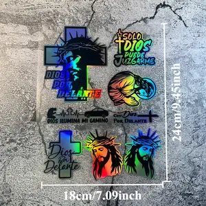 1SET Faith Inspirational Jesus Rainbow Sticker - Sticker for Cars, For notebooks, backpacks, car bodies. Full of faith-inspirational vibe, add warm logo. A favorite decor for faith lovers!