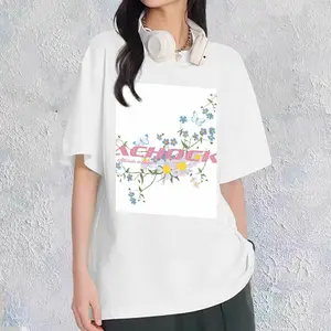 White Oversized T-Shirt with Floral & Butterfly Print Halter Open Back Impact Sports Bra