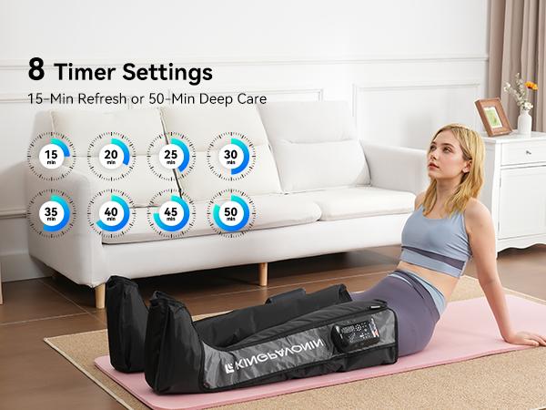 KingPavonini Cordless Leg Compression Massager with 5 Overlapping Chambers & 3 Foot Heat, 4500mAh Leg Massager,19 Modes & 8 Intensities, Recovery Boots for Athletes