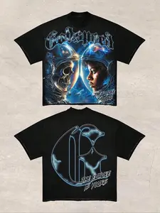 Unisex, Streetwear, street style, casual, cyberpunk-inspired short-sleeved Fitted T-shirt featuring a graphic print of astronauts making eye contact and the slogan "The future is yours", perfect for street style and Y2K outfit