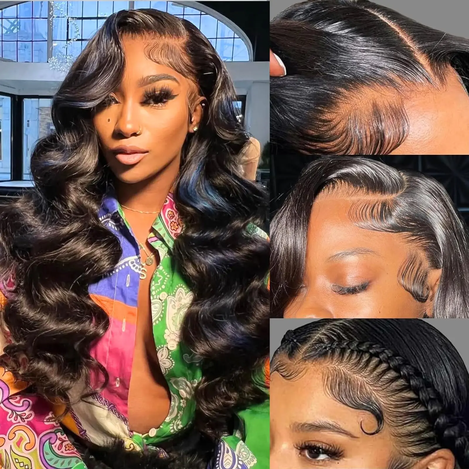 40 Inch 13x6 Body Wave Lace Front Wigs Human Hair 200 Density HD Transparent Lace Front Wigs for Women Glueless Frontal Wigs Human Hair Pre Plucked