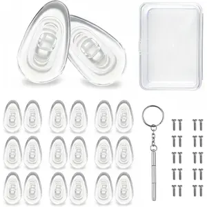 10-Pairs Glasses Nose Pad,Screw-in Soft  Air Chamber Eyeglass Nose Pads,Eyeglasses Repair Kit with Screws & ,Anti-Slip & Easy Install,for  Glasses & Sunglasses (10 Pairs 15mm)
