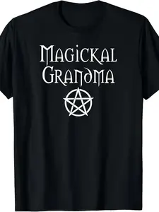 Magickal Grandma Witch Wiccan Pagan T-Shirt - 220gsm Pure Retro Unisex Tee for men & Women, Cheeky Spell-Casting Design for Mother's Day Gift, Pagan & Wiccan Apparel