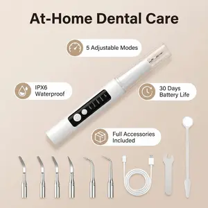 Electric Scaler/Oral Plaque/Tartar Remover with Effective Remove Plaque Tartar and Stains Preventing Cavities Bad Breath and Gum Disease for At-Home Teeth Cleaning Cost-Effective Oral Care Solution - Cleansing Adjustable LED Dental Portable Multi-Nozzle