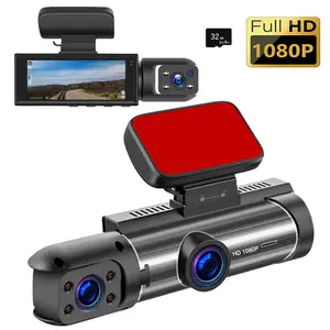 Dual Camera Car Dash Cam 1080P Front & Interior Dash Cams with 8.03Cm IPS Screen, Night Vision, G-Sensor, Motion Detection, Loop Recording, Parking Monitor, Adhesive Mount, 12V Car Plug Powered, Vehicle Security Monitor, Modern Vehicle Accessory