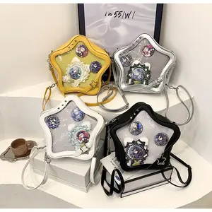 Japanese cute transparent pain bag new star mini backpack soft girl versatile women pu shoulder messenger bag