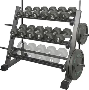 3 Tier Multifunctional Dumbbells Weights Barbells Rack, 1100 lbs Weight Capacity (Rack Only)