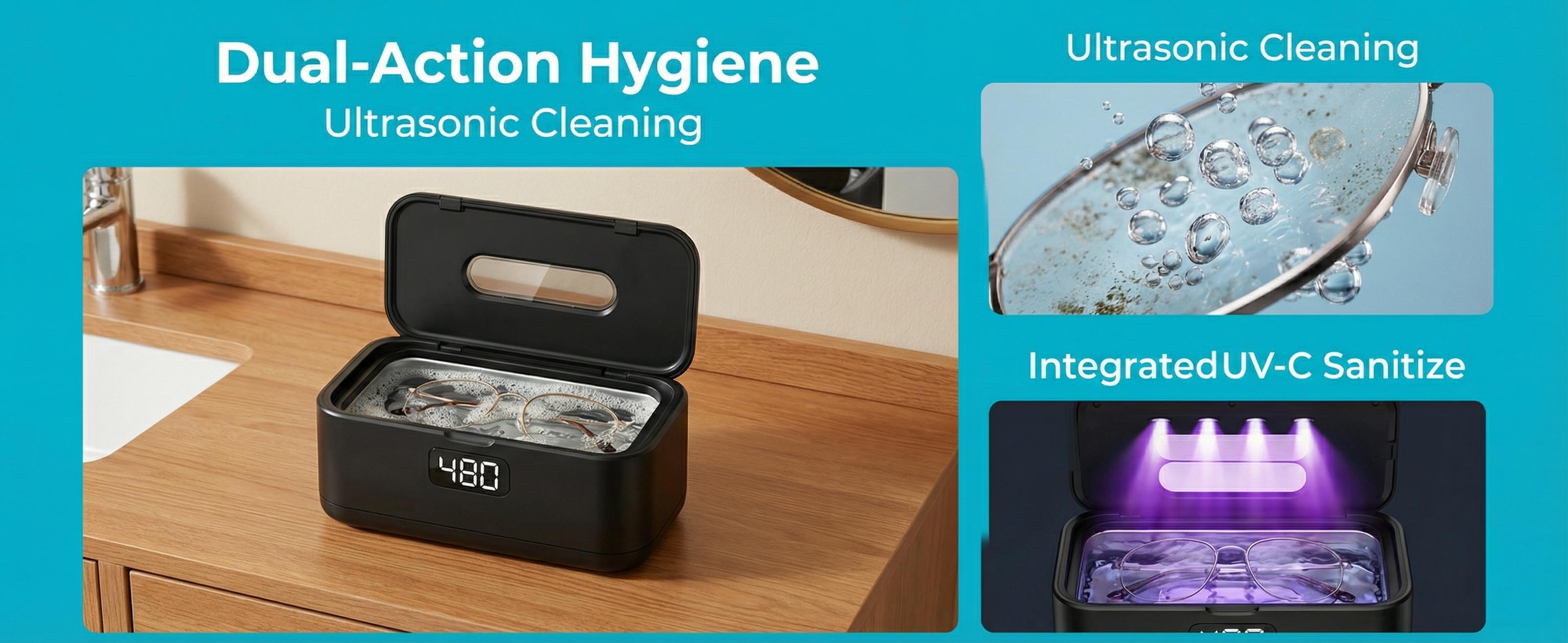 Ultrasonic Cleaner,Ultrasonic Jewelry Cleaner for Diamond Ring, Silver, Gold, Earrings, Necklaces, Glasses, Denture, Retainer, Cpap, Coins, Mouthguard, Razors