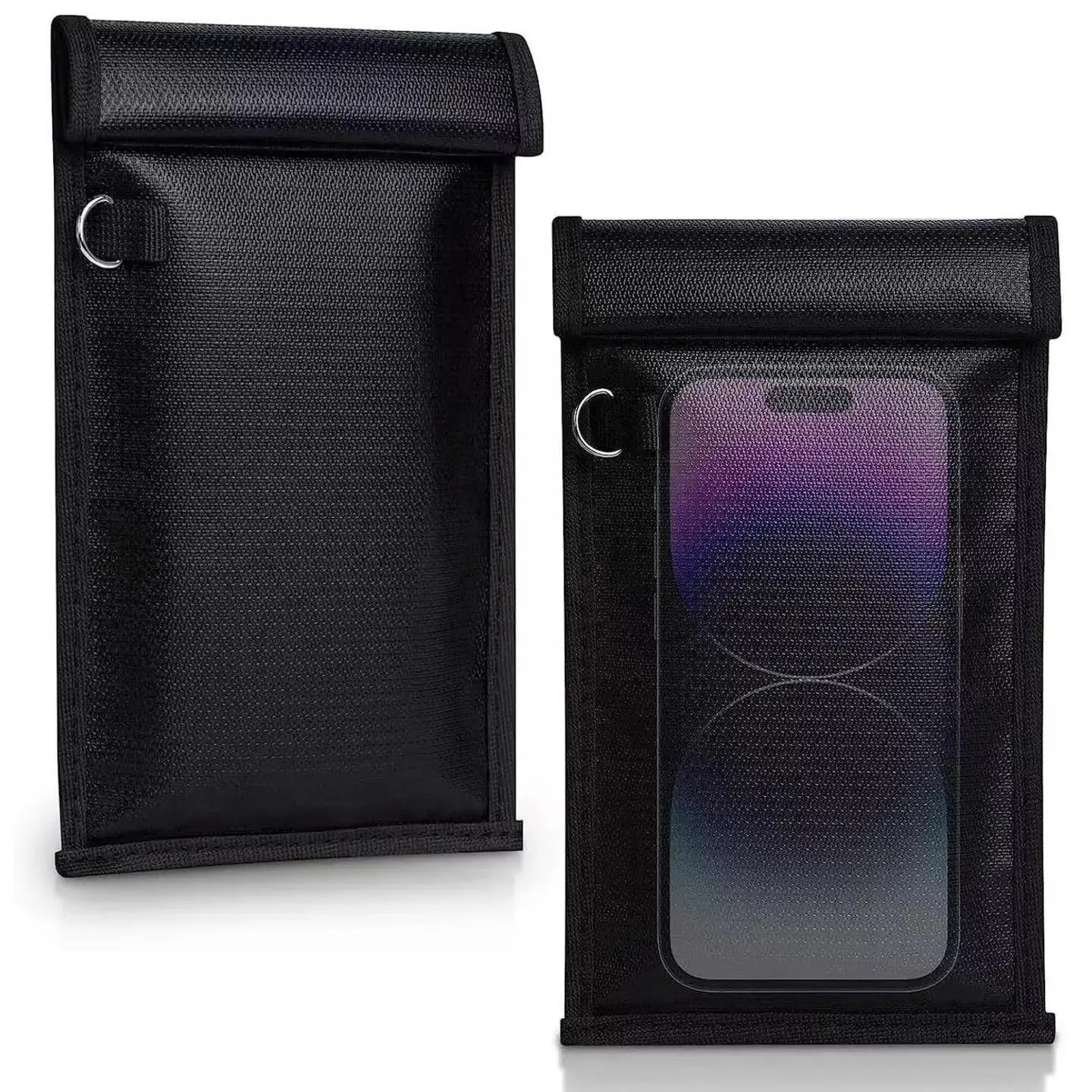 2 Pack-Black Faraday Bag, EMP & RFID Blocking Anti-Tracking Pouch, Fireproof Storage Solution for Car Keys, Phones & Radios, Electronic Device Protection