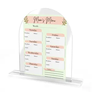 Weekly Menu Acrylic Table Sign Dome Shape Meal Planner
