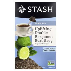 Stash Tea Black Tea, Uplifting Double Bergamot Earl Grey, 18 Tea Bags, 1.1 oz (33 g)