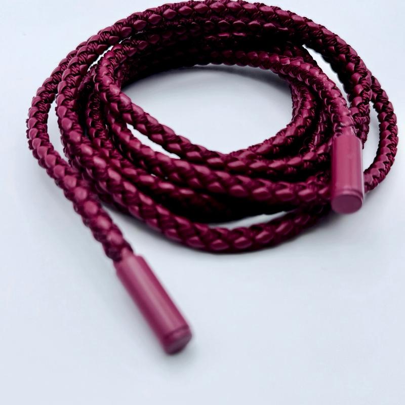 Tie-up Burgundy Braided Rope belt in soft leather