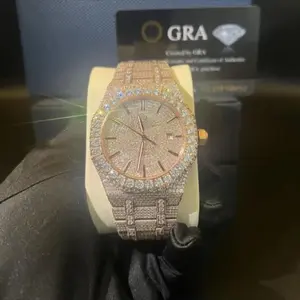Men's Moissanite Wrist Watch - High-Quality, Diamond Test-Passing, Round Watch Face, Stainless-Steel Band, Luminous, Unique Gifts for Man