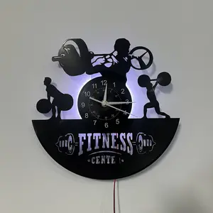 Ddzio Gym Clock with Weightlifting Silhouette, Silent Operation, Easy to Read Dial, Battery Operated for Home Gym and Office Decor