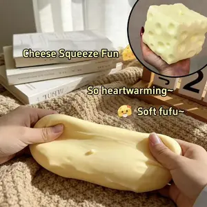 7CM Jumbo Cheese Cube Stress Ball Big Cheese Shapeable Squeeze Ball Non-Bounce Fidget Toy ASMR Sensory Anti-Stress Festival Gift