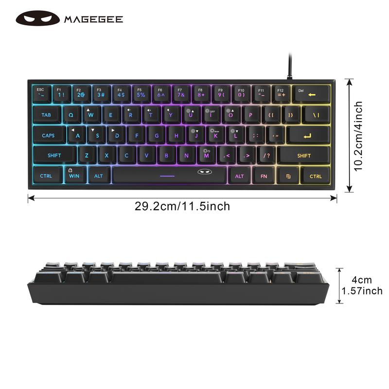 MageGee Mini 60% Gaming Keyboard, RGB Backlit 61 Key Ultra-Compact Keyboard, TS91 Ergonomic Mechanical Feeling Office Computer Keyboard for PC, MAC, PS4, Xbox ONE Gamer #TOP PICKS