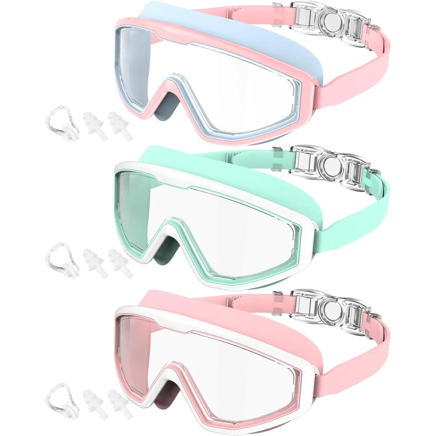 Kids Swim Goggles, 3 Pack Swimming Goggles for Kids 4-16, Anti-Fog UV Protection Pool Glasses for Boys Girls swim  mask viyawise swim goggles swim  mat magic  5  goggles gumball  glasses Unisex Adult Sunny Swim Goggles