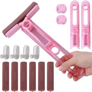 Mini Foldable Desktop Mop, Wet Dry Use Cleaning Mop for Kitchen Counter Bathroom Living Room, with 6 Soft Mop Head 2 Squeeze Handle 4 Hooks