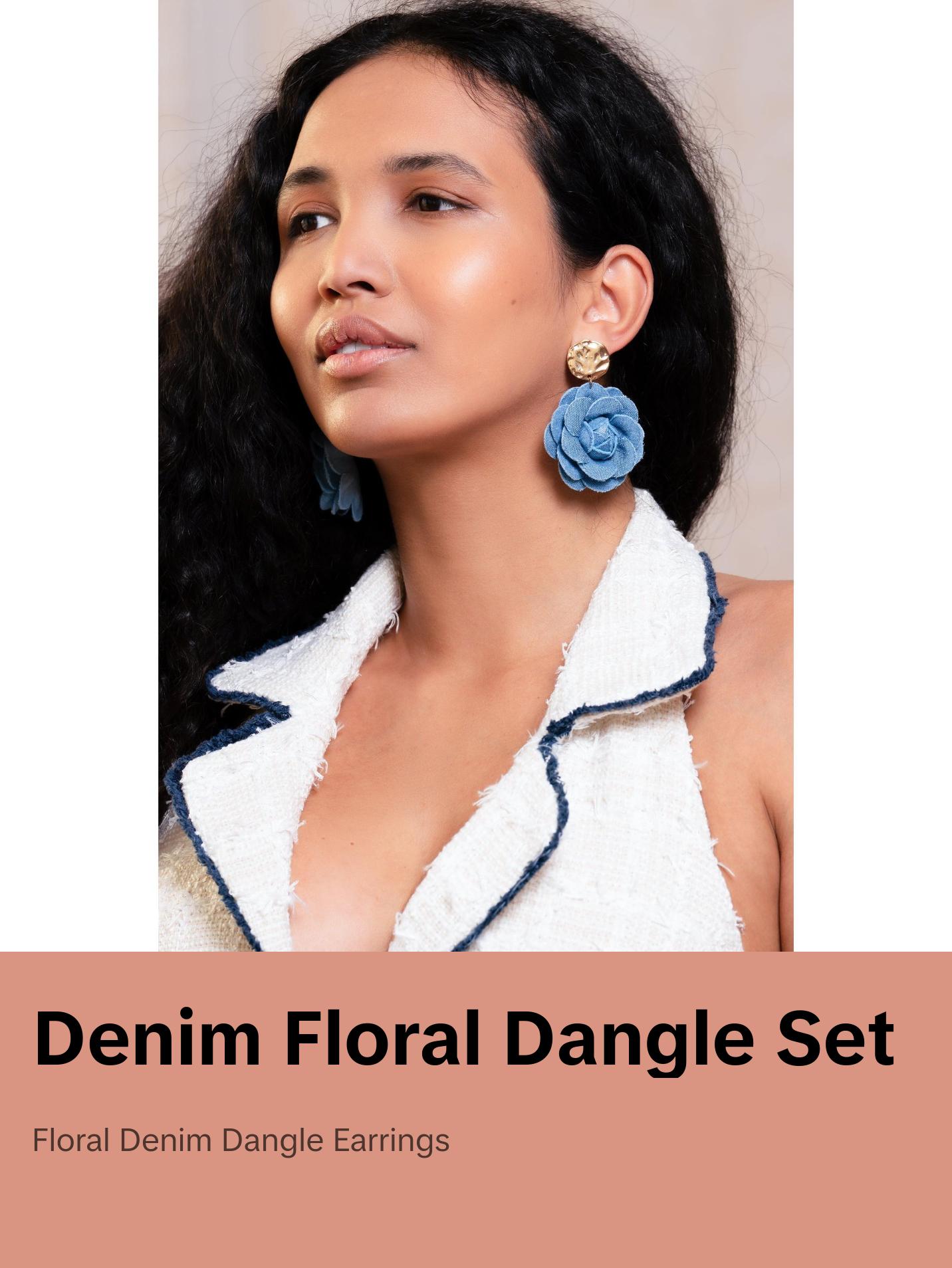 Denim Floral Earrings