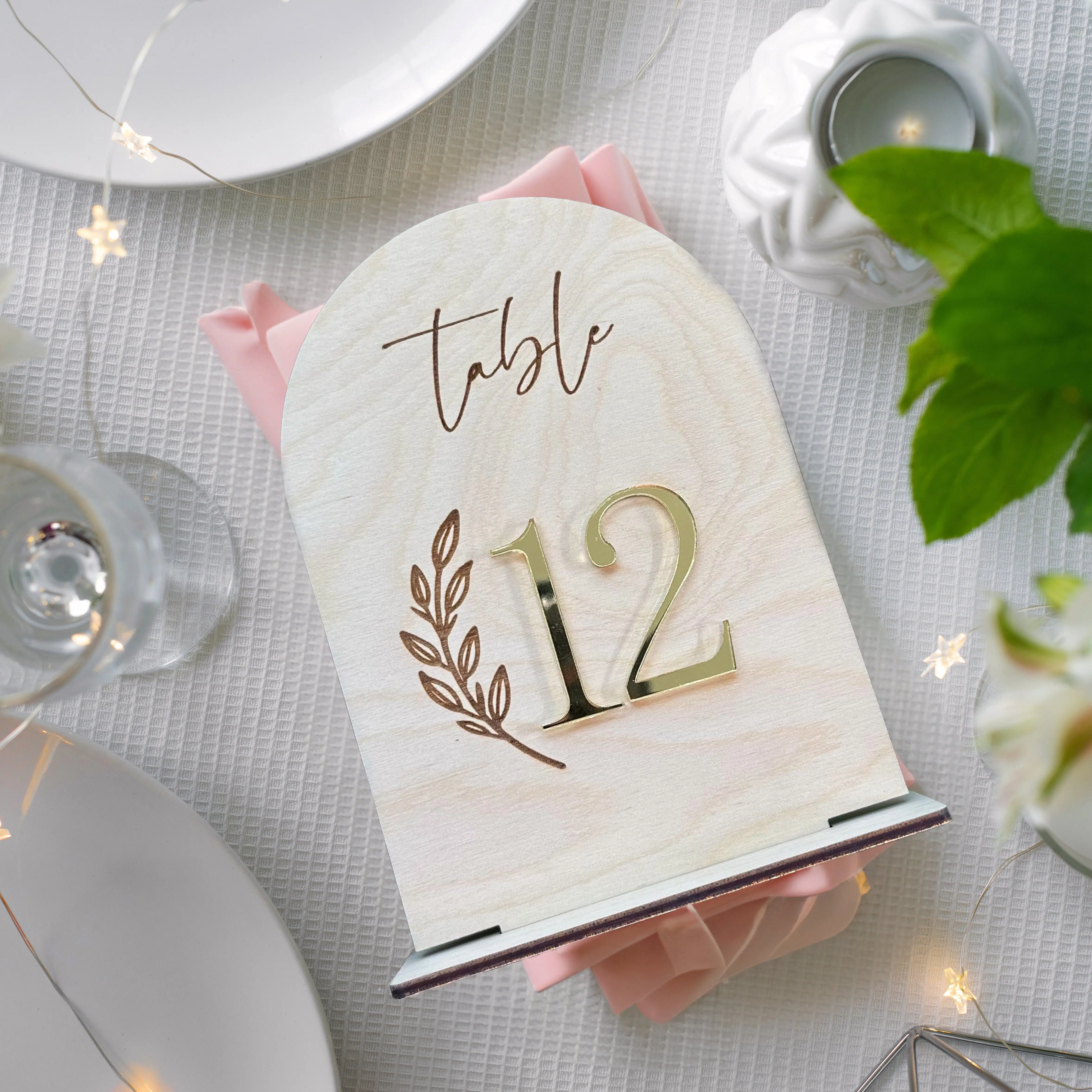 Table Numbers With Stands | Arched Table Sign | Wedding Table Numbers | Wedding Signage | Gold Acrylic Table Numbers | Wedding Table Decor