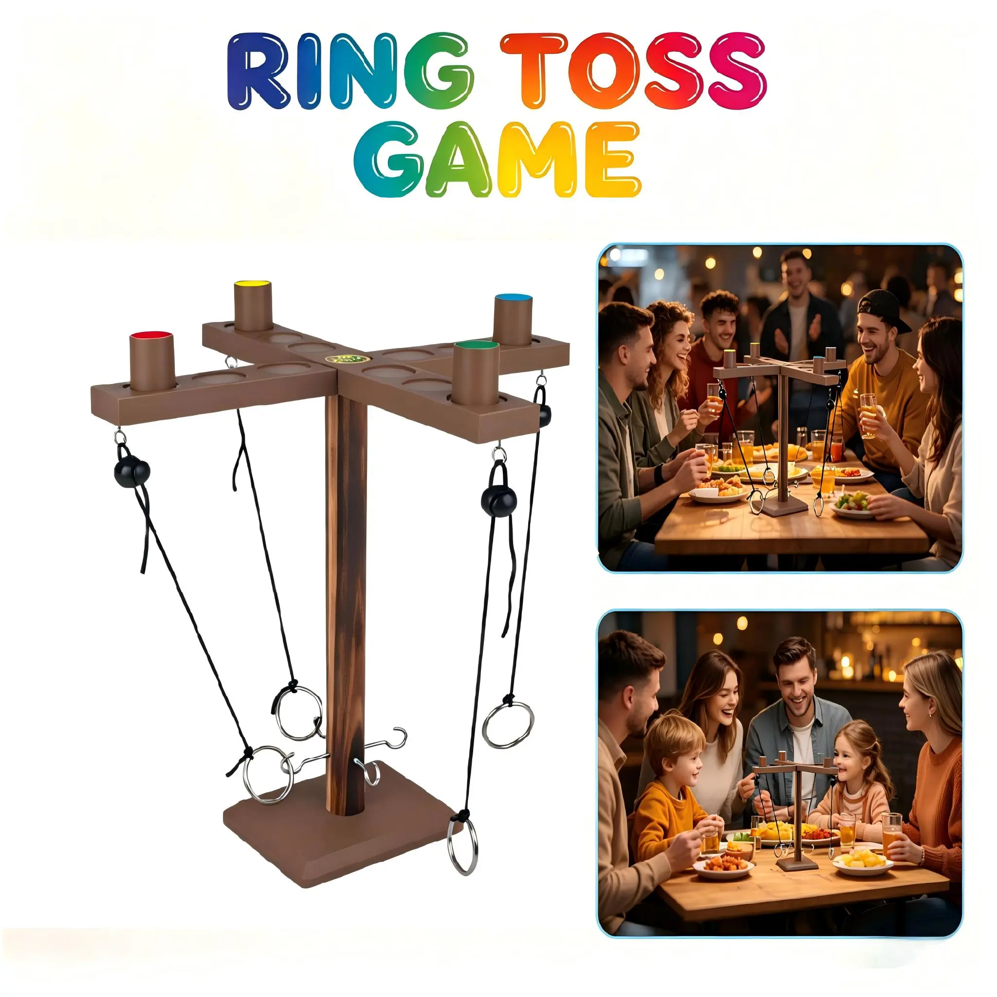 Ring Toss Games for All Ages, Fun Hook and Ring Game, Outdoor Indoor Party Game, Board Games for Family, Bar, Party, Game Nights kid boys girl teen adult