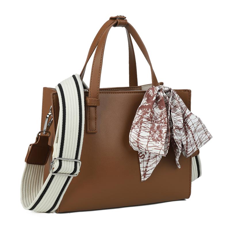 Fashionable Braided PU Leather Shoulder Straps Square Body Tote Bag for Hand Carrying or Cross Body All Occasions Brown Classic & Timeless Design