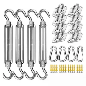 Sun Shade Sail Hardware Kit 5 Inch for Rectangle & Triangle Shade Sail Install, Stainless Steel ShadeSail Fixing Accessories for Outdoor Patio Canopy Garden, Heavy Duty Awning Attachment 44 Set