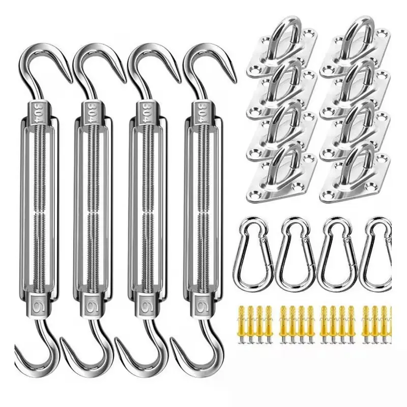 Sun Shade Sail Hardware Kit 5 Inch for Rectangle & Triangle Shade Sail Install, Stainless Steel ShadeSail Fixing Accessories for Outdoor Patio Canopy Garden, Heavy Duty Awning Attachment 44 Set