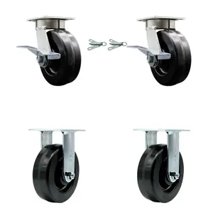 Service Caster SCC-KP30S620-PHR-BSL-2-R-2 Kingpinless Phenolic Swivel Top Plate Caster with 6 x 2 in. Black Wheels - 4800 lbs Total Capacity - Set of 4