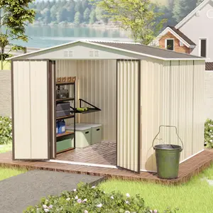 10x8 Feet White Color Outdoor Garden Shed Aluminum alloy frame With Hinge Door