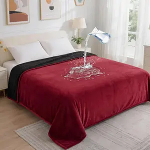 Blanket for Bed - Blanket with  & Stain Proof, Splash Resistant, Machine-Washable Flannel is Soft and Comfortable, Suitable for Bed/Sofa (80"x90",  red/Black)