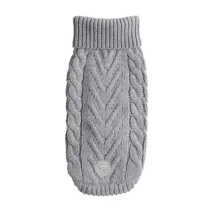 Cable Knit Dog Sweater Gray – Chunky Winter Dog Turtleneck