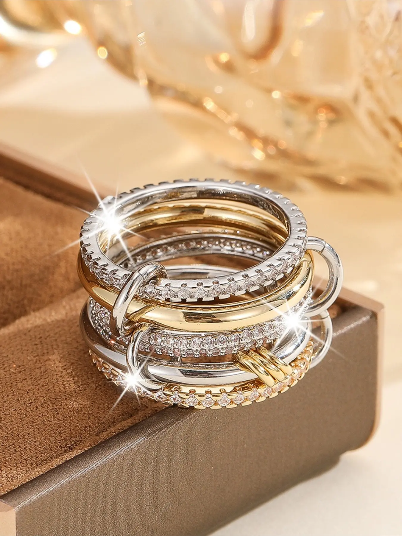 Classic Luxury Refers To Multi-layered Solitaire Fashion Stackable Stacking Ring Finger Rings That Are Unisex and Perfect As Back-to-school Gifts or Halloween Accessories.