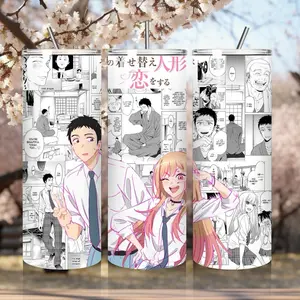 Anime My Dress Up Darling Stainless Steel Tumbler 20oz with Manga Design Metal Straw Lid Handmade Perfect Gift