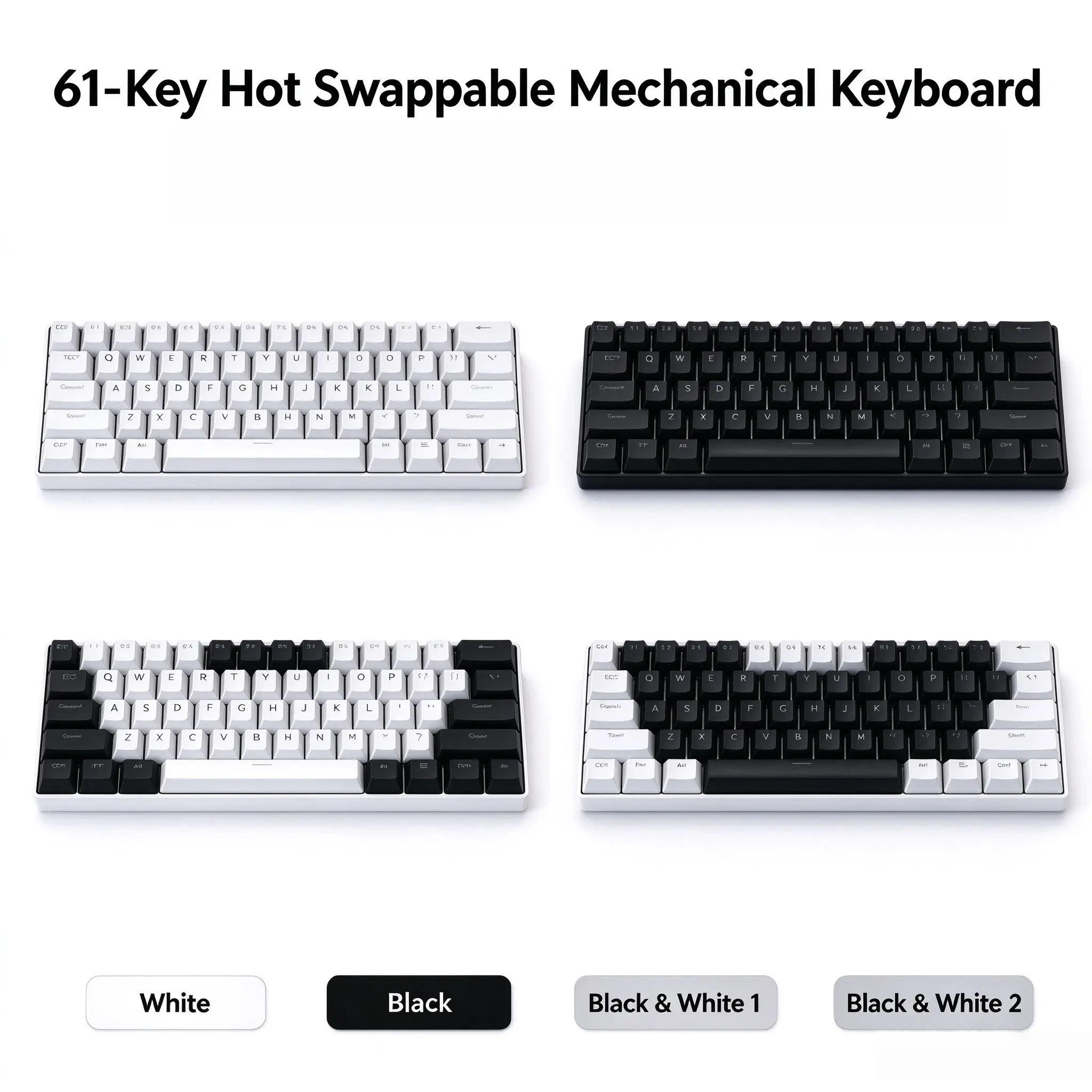 Mini 60 Percent Gaming Mechanical Keyboard, Full Hotswap Socket, RGB Backlit, Detachable Keycaps & Cable, N-Key Rollover, Wired Keyboard for PC Gamers