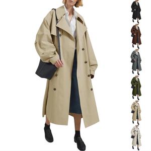 Imily Bela Womens Double Breasted Long Trench Coat Oversized Classic Lapel Belted Overcoat