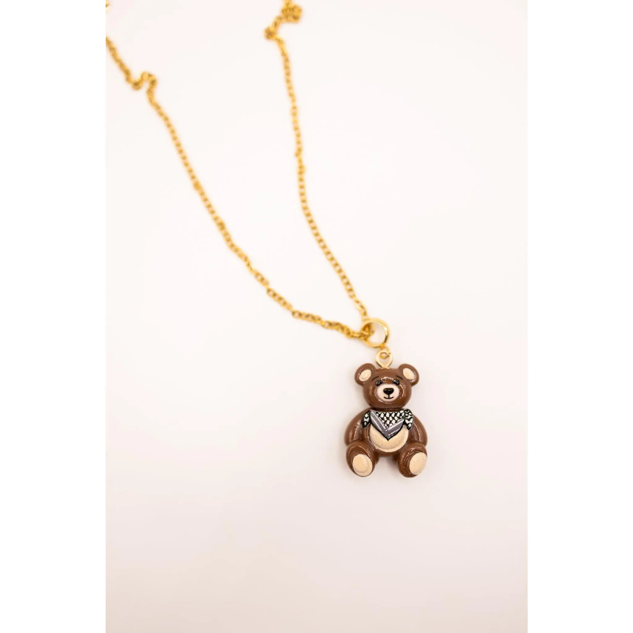 Keffiyeh Teddy Bear Charm Necklace