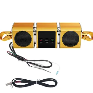 Bluetooth Motorcycle Stereo Speakers Audio System Built-in Amplifier, Great For ATV, Scooter Bike, 12 Volt Vehicle