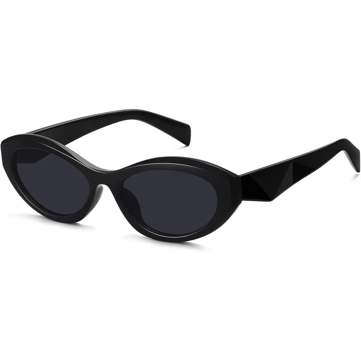 FOZONO Vintage Cat Eye Sunglasses for Women, Trendy Narrow Polycarbonate Frame with UV400 Protection, Affordable Fashion Eyewear, Vintage Trendy Sunglasses, On The Trends, Narrow Frame, Uv400 Lens, Female, Retro, Black / Grey, Pc, Sun Lenses